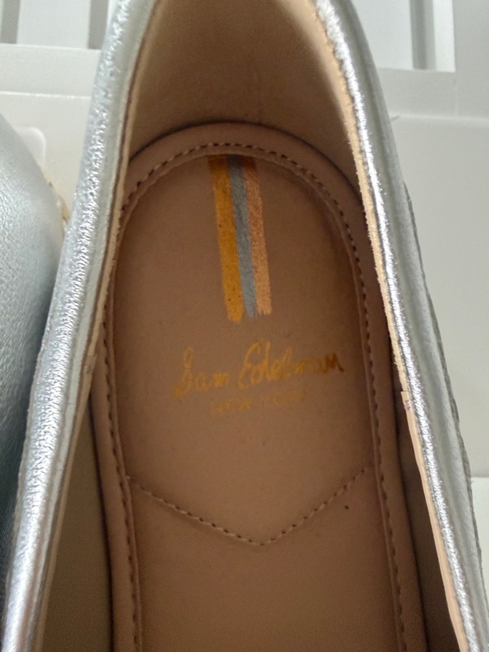 Sam Edelman Metallic Silver Espadrille Penny Loafers - Picture 3 of 5